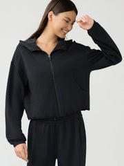 Zip Up Dropped Shoulder Active Hooded