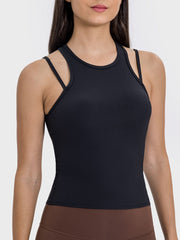 Cutout Round Neck Racerback Active Tank