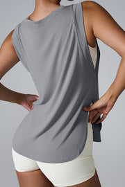 Slit Round Neck Active Tank